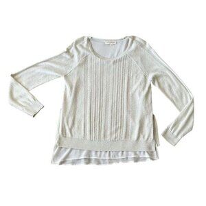 Lucky Brand Women's M Beige Layered Pullover Sweater Long Sleeve